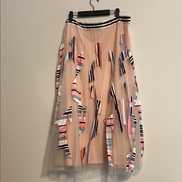 Anthropologie Pink and Blue A-Line Skirt - Picture 4 of 5